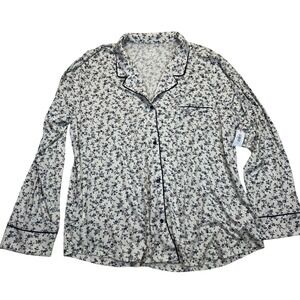 GapBody Womens XL Modal Long Sleeve Pajama Top Multi Floral Piping 663803-36 NEW